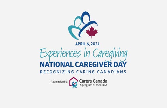 April 6, 2021. Experiences in Caregiving. National Caregiver Day logo.