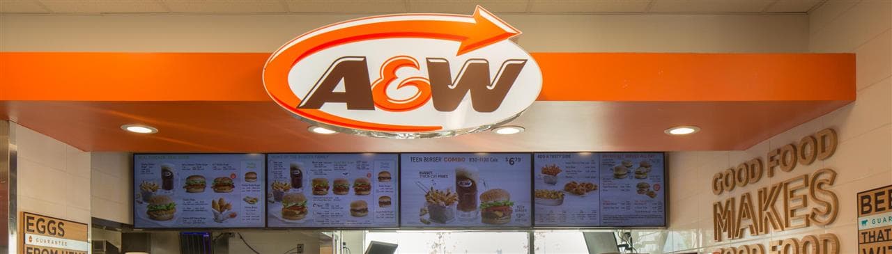 The counter and menu at an A&W location
