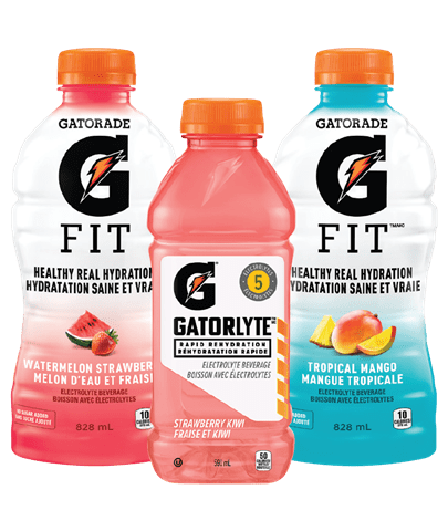 A picture of 3 Gatorade bottles