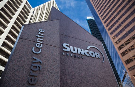 The granite sign in front of the Suncor Energy Centre.